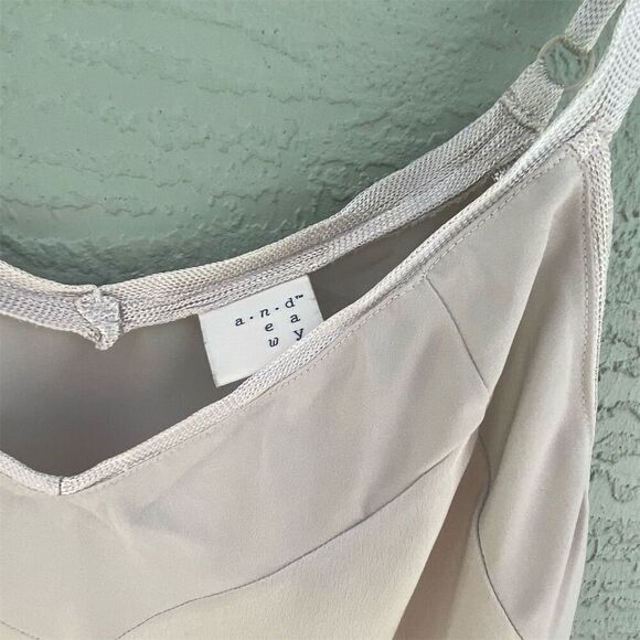 A New Day Women's Beige Silky Tank Top V-Neck Sleeveless M - Picture 4 of 9